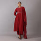 Elegant Maroon Anarkali Kurta Set with Embroidered Detailing