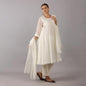 Graceful Ivory Anarkali Complete Suit Set Hand Embroidery Zardozi work with Beads