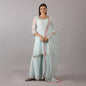 Aqua Blue Ethnic Suit Set with Sequin Detailing Zardozi work with Gotta Patti